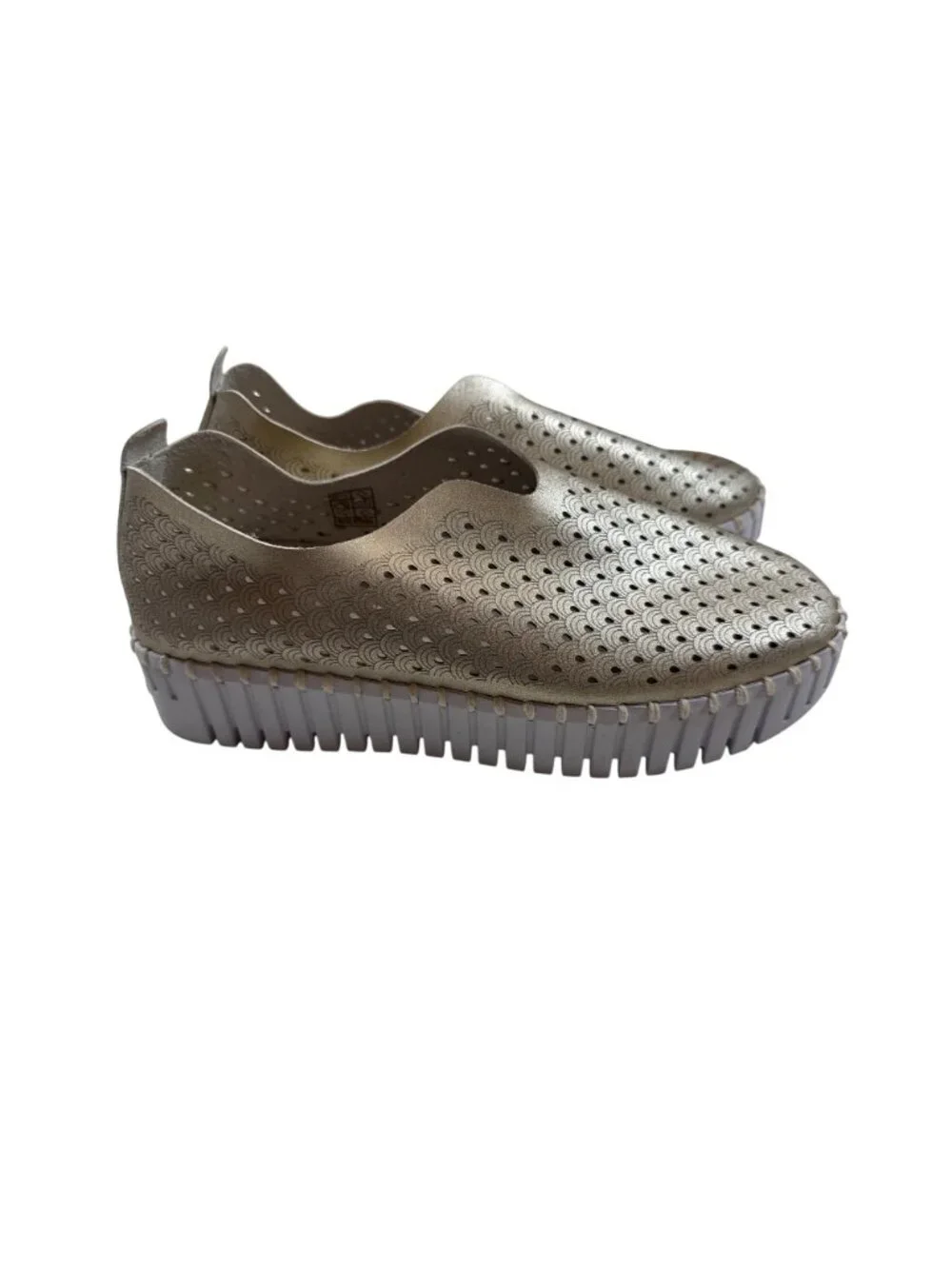 Ilse Jacobsen Womens Tulip 001 Platform Shoes Size 37 (US7) Gold Slip-On